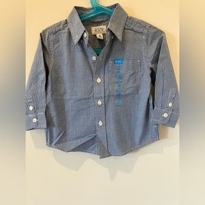 NWOT- Children’s Place Plaid Blue Shirt Long sleeve  Button-Down . Size 12M